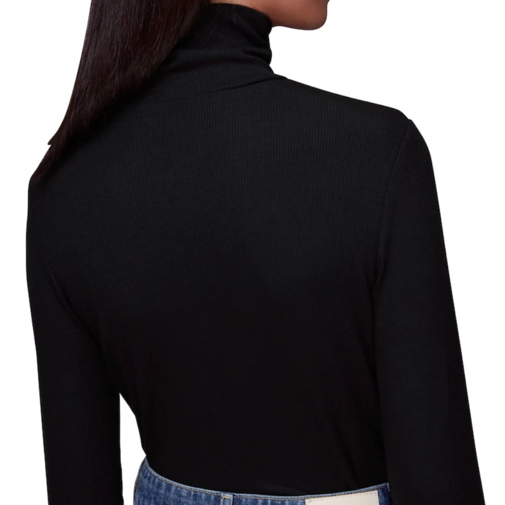 NWOT Whistles Ribbed Black Turtleneck Lightweight Sweater Size 4